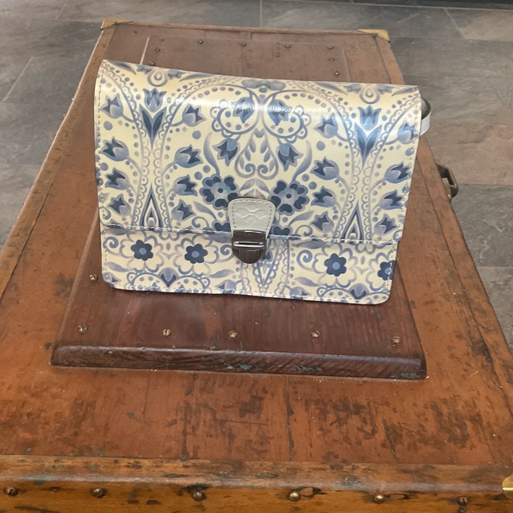 Patricia Nash Blue and Cream Crossbody Bag
